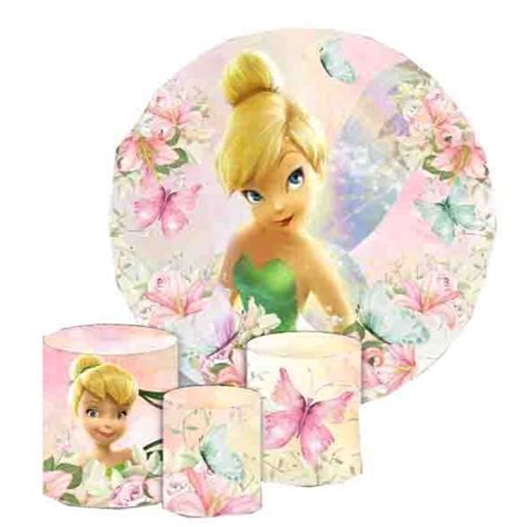 Painel Redondo Capas Cilindro Tecido Sublimado Tinker Bell