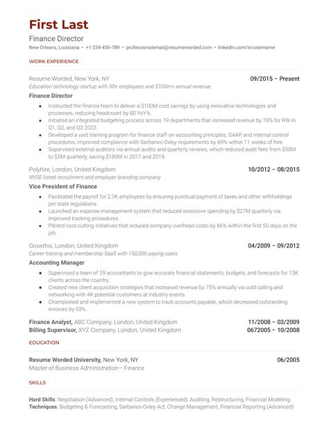 3 VP Of Finance Resume Examples For 2023 Resume Worded