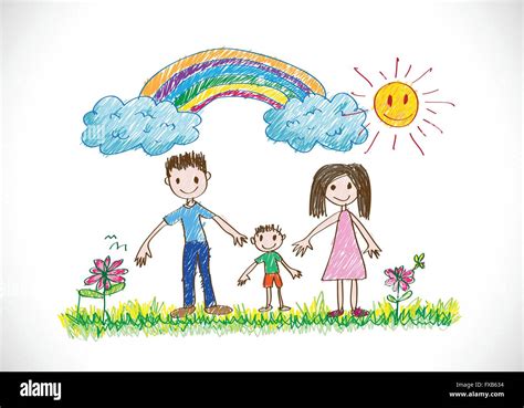 kids drawing happy family picture Stock Vector Image & Art - Alamy