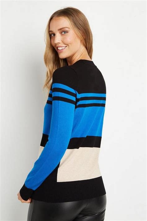 Jumpers And Cardigans Tall High Neck Colour Block Jumper Wallis