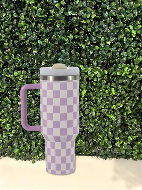 Checkered Stanley Oz Tumbler Dupe Oz Water Tumbler Etsy