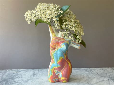 Nude Torso Vase Sculpture Pottery Female Figure Vessel Erotic Ikebabna Jar Mature Classical