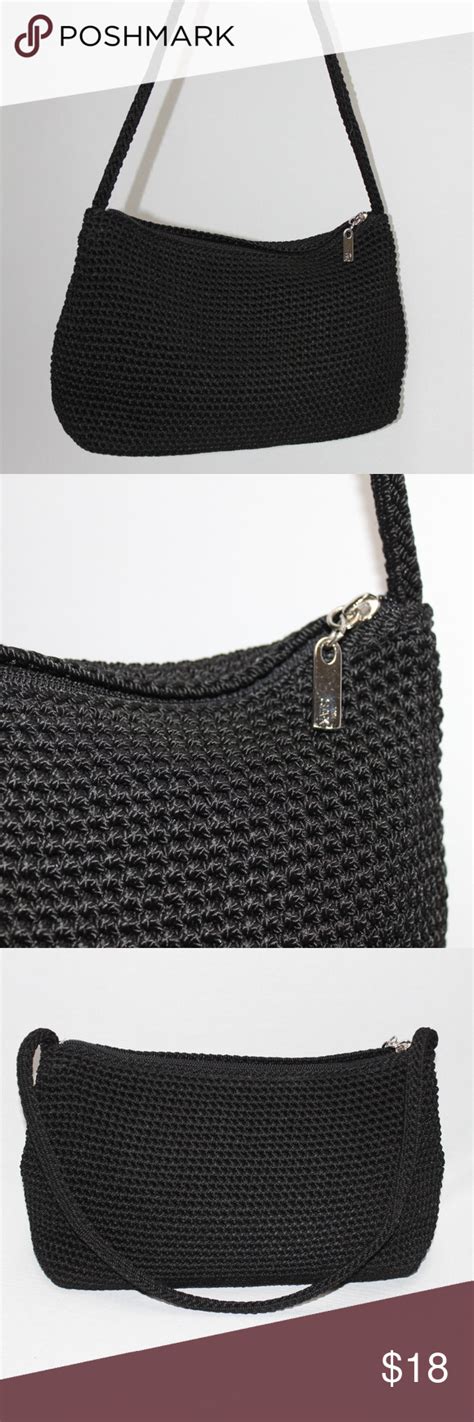 The Sak Black Crocheted Shoulder Bag Crochet Shoulder Bag Black