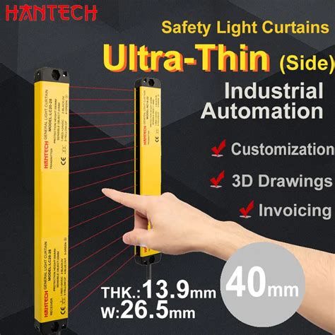 Ultra Thin Side Mm Points Safety Light Curtains Infrared Alignment