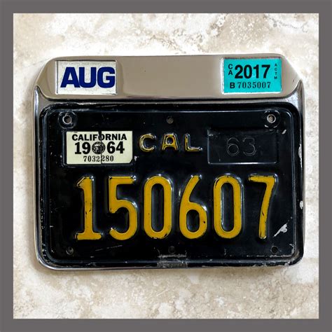 California Motorcycle YOM License Plate Frame for DMV Month Year Stickers