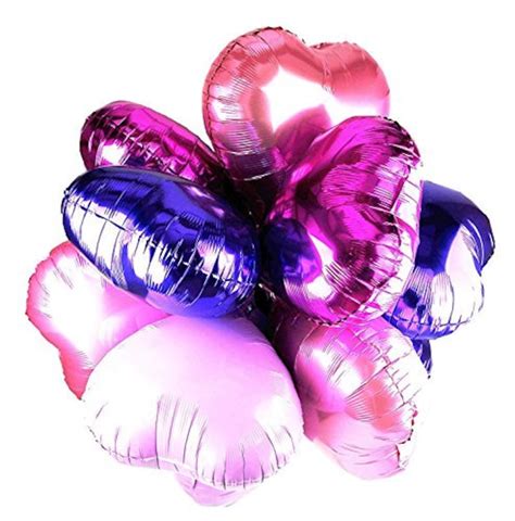 12 Pack Of 18 Heart Balloons Mylar Balloon Metallic Etsy