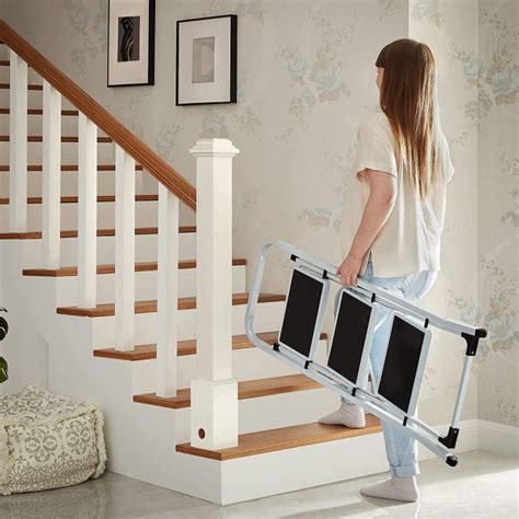 SONGMICS Klaptrede Met 3 Treden Trapladder Ladder 20 Cm Brede Treden