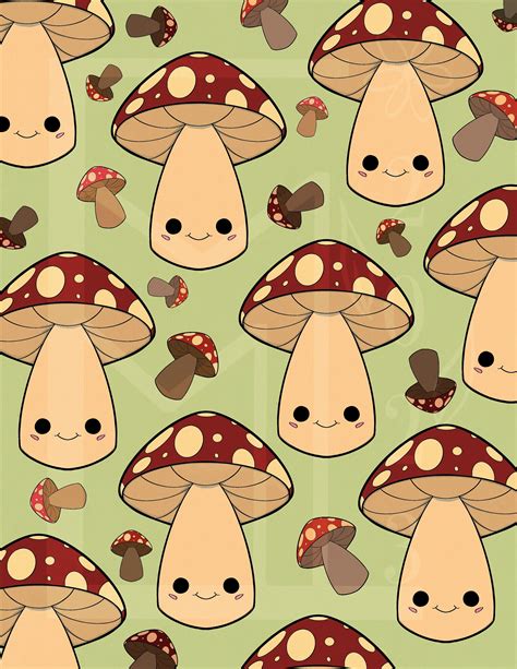 Cute Mushroom Digital Wallpaper Digital Download - Etsy