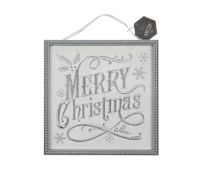 Winter Wonder Lane "Merry Christmas" Embroidered Framed Hanging Wall ...