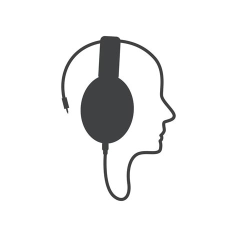 Line Art Of Man With Headphones Listening Music Icon Vector