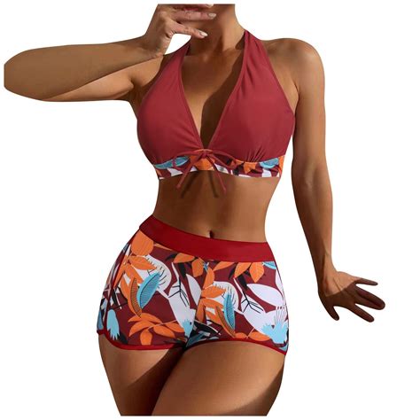 Susanny Women S Bikini Sets Two Piece Bathing Suits Sexy Floral Halter