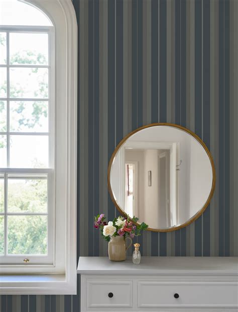 4201-20120 - Herrgård Navy Stripe Wallpaper - by A-Street Prints