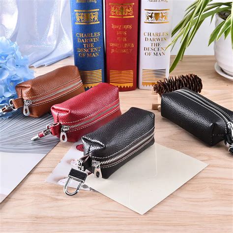 Women Men Key Holder Pu Leather Car Key Wallets Covers Zipper Key Case