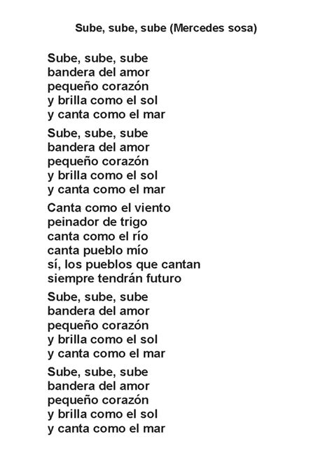 Canción SUBE Bandera DEL AMOR Mercedes SOSA - Sube, sube, sube