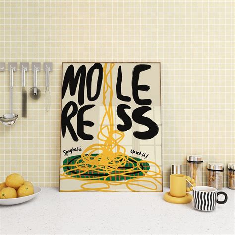 More Spaghetti Less Upsetti Hand Drawn Kitchen Print Pasta Print