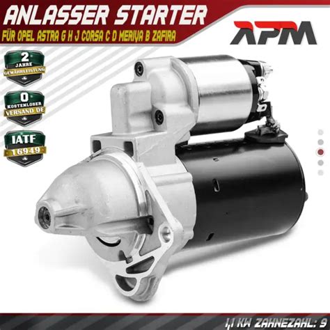 ANLASSER STARTER 1 1 KW für Opel Astra G H J Corsa C D Meriva B Zafira