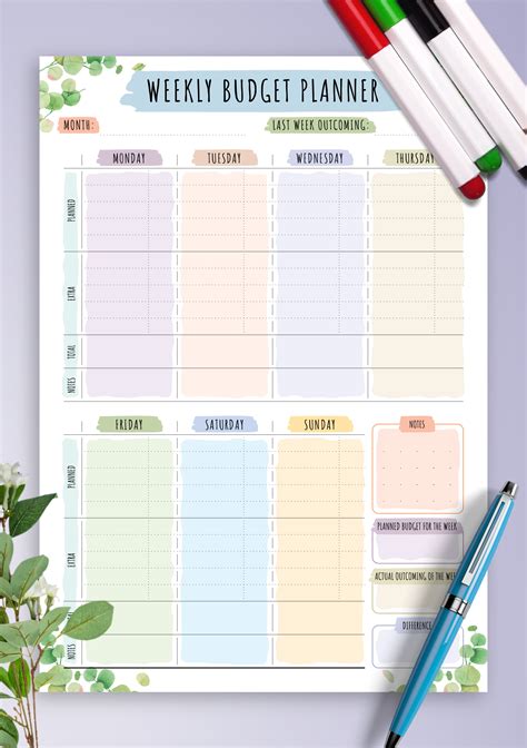 Printable Weekly Budget Planner Template Printable Templates Free