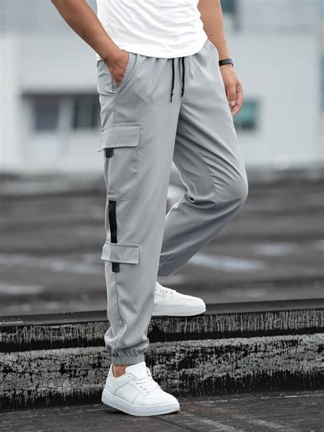 Manfinity Hypemode Men Patch Detail Drawstring Waist Cargo Pants