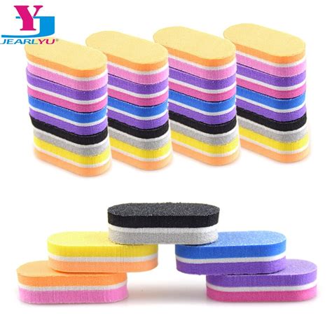 50 Pcs Dounle Color Mini Nail Sponge Files Buffer Block Buffing Sanding