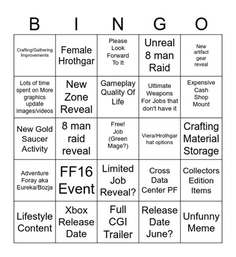 Tokyo Fanfest Bingo Card