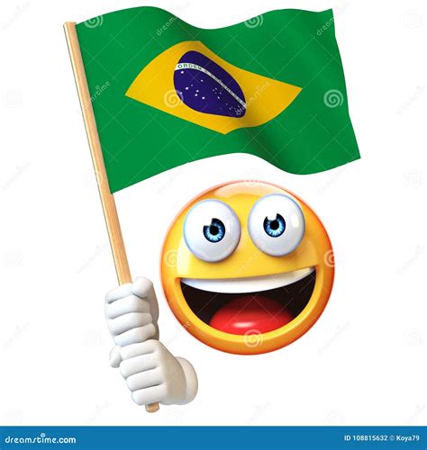 Emoji Que Sostiene La Bandera Brasileña, Emoticon Que Agita La Bandera Nacional De La ...