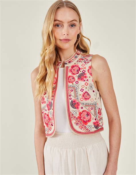 Embellished Floral Waistcoat Cream Shop All Accessorize Uk