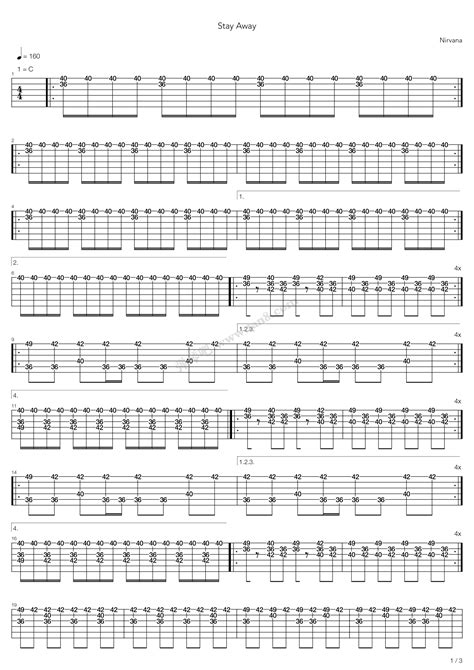 《stay Away》nirvana（六线谱 调六线吉他谱 虫虫吉他谱免费下载