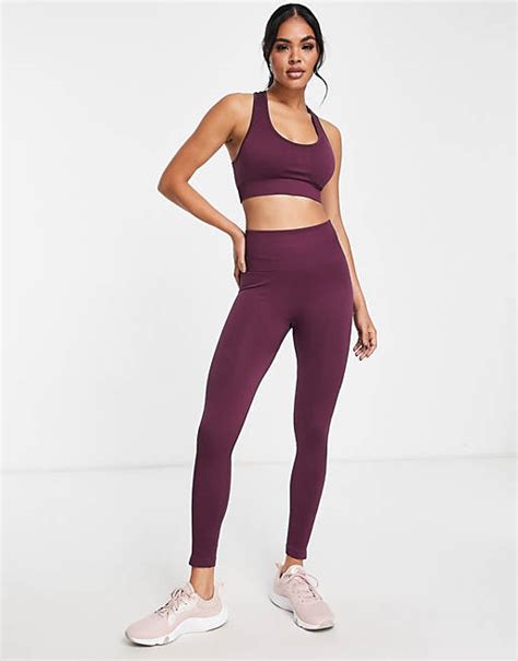 Love And Other Things Seamless High Waisted Leggings In Dark Purple Asos