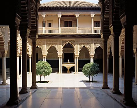 A Balcony In A Courtyard And Beautiful Carvings Background