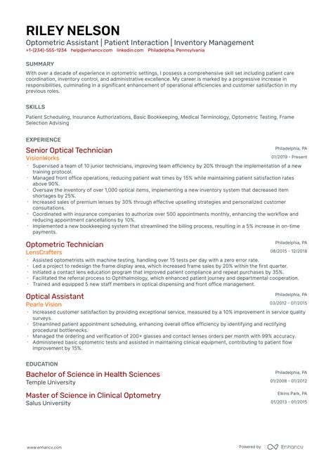 Optometrist Resume Examples Guide For