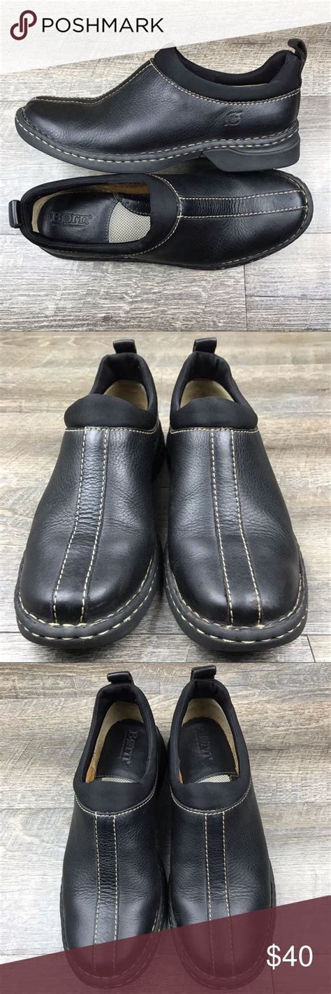 Born Womens Black Leather Slip On Loafers Size 85 Leather Slip Ons Dress Shoes Men Black