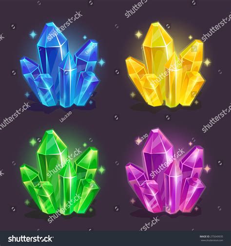 Magic Crystals Blue Yellow Green Purple Stock Vector (Royalty Free) 275049935 | Shutterstock