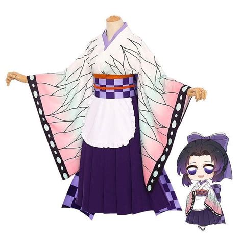 Anime Demon Slayer Kimetsu No Yaiba Kochou Shinobu Kimono Maid Outfit