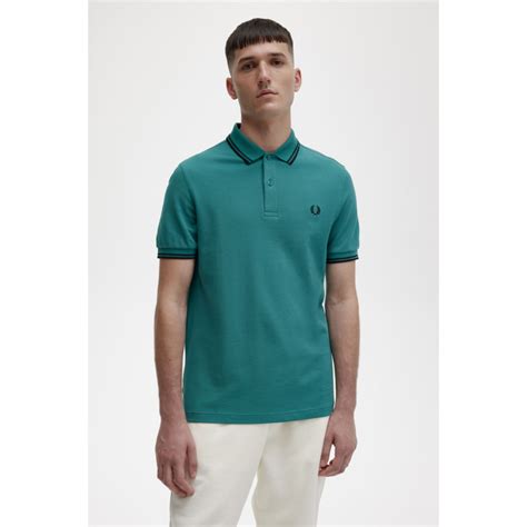 Fred Perry Slim Fit Twin Tipped Polo Deep Mint Green