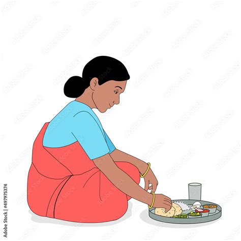 An Indian Woman Eating Woman Eating Village Woman Eating Stock