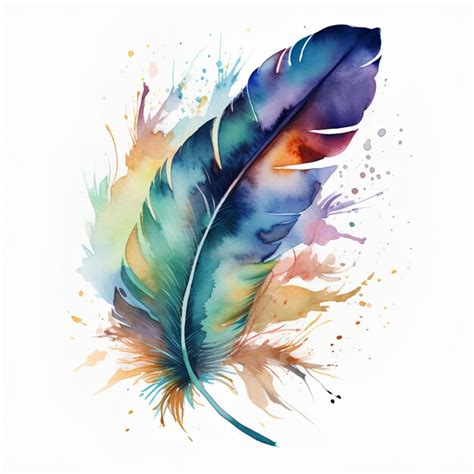 Premium AI Image | watercolor feather illustration