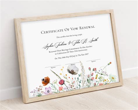 Editable Vow Renewal Certificate Template Printable Etsy Certificate