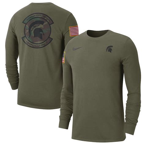 Mens Nike Olive Michigan State Spartans Military Pack Long Sleeve T Shirt