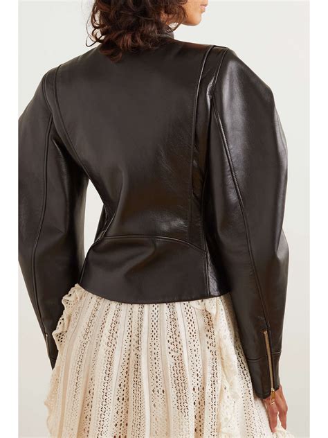 CHLOÉ Asymmetric gathered leather biker jacket NET A PORTER