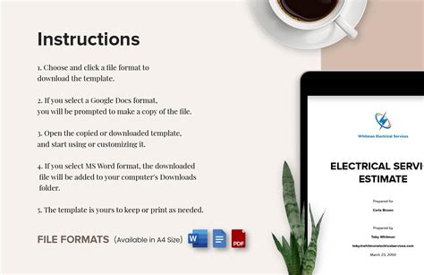 Electrical Work Estimate in Word, PDF, Google Docs - Download ...
