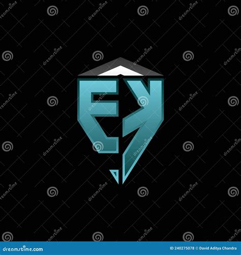 EK Logo Shield Blue Light Style Design Stock Vector Illustration Of