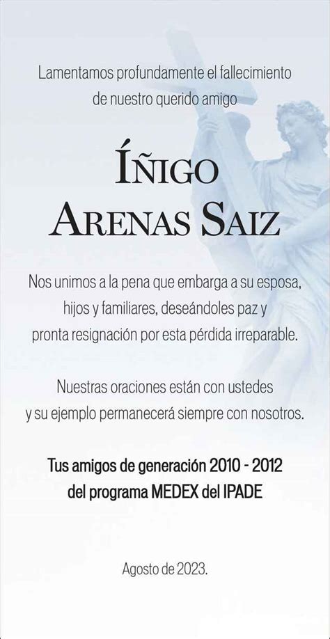 Se Or Igo Arenas Saiz Obituario Esquela