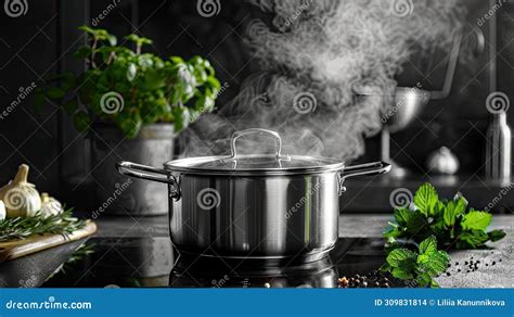 A Stainless Steel Hotpot Brimming With Sizzling Hot Oil Highlighting The Harmony Of Flavors And