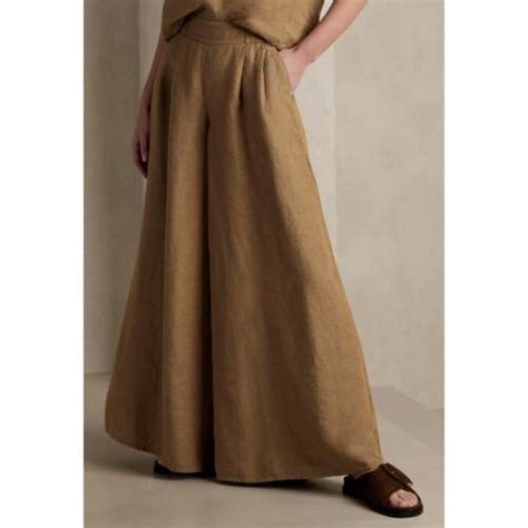 Banana Republic Minna Wide Leg Linen Pant Buffalo Brown Size Petite