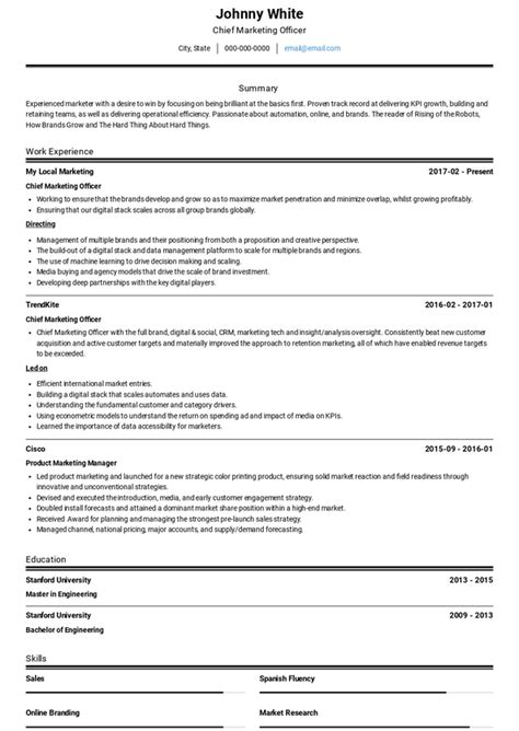 Chief Marketing Officer Resume Samples and Templates | VisualCV