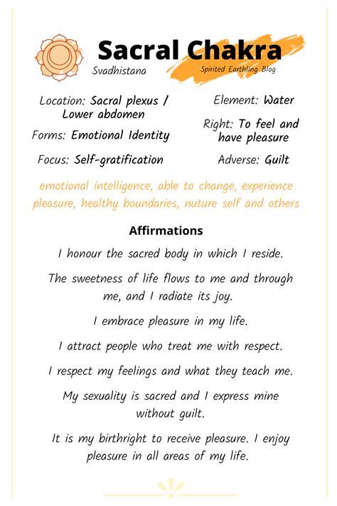 Useful Sacral Chakra Affirmations For Emotional Balance And Pleasure