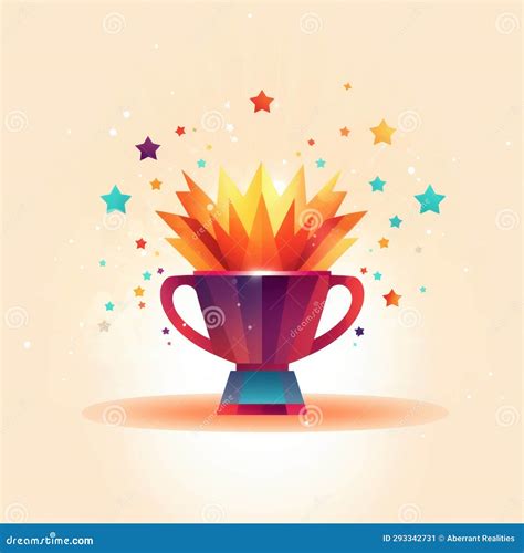 An Illustration Of A Colorful Trophy Cup With Stars Around It Stock