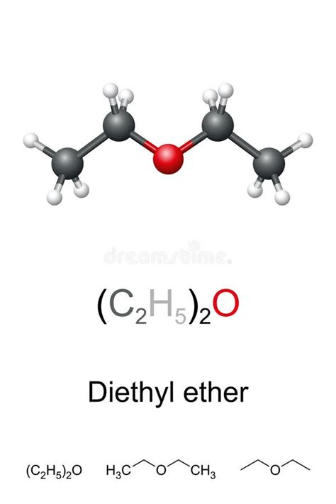 Diethyl Ether, or Simply Ether, Ball-and-stick Model and Formulas Stock ...