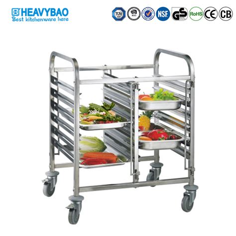 Heavybao Double Line Stainless Steel Tray Rack Trolley For Food China