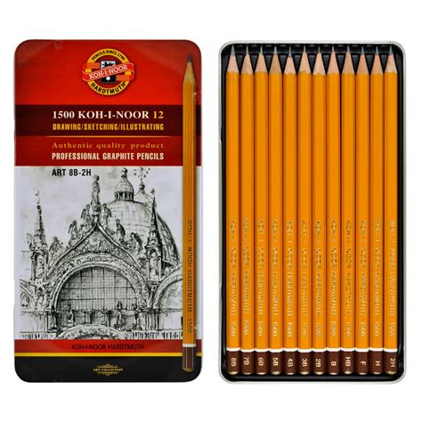 Карандаши Графитовые Koh-i-noor 8В-2Н Набор 12шт в Метал.пенале (1502 ...